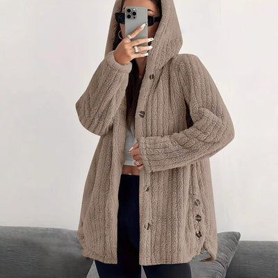 Hooded Loose Plush Coat for Women