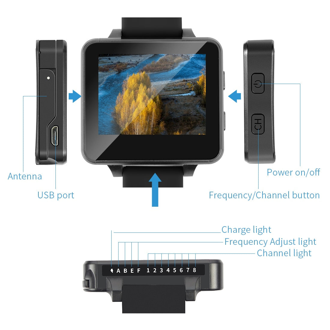 BOSCAM BOS200RC Upgrade 200RC FPV Watch 5.8GHz 40CH HD 960*240 2 TFT Monitor Wireless Receiver for DIY RC Camera Quadcopter - Korvel