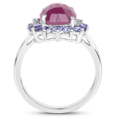 5.53 Carat Pink Sapphire & Tanzanite Sterling Silver Ring