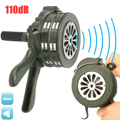 110dB Green Aluminium alloy Crank Hand Operated Air Raid Emergency Safety Alarm Buzzer Home Self Protection Security - Korvel