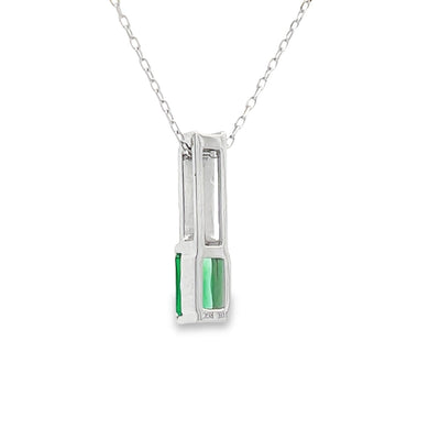 .06ct Created Emerald Pendant in 10KT White Gold