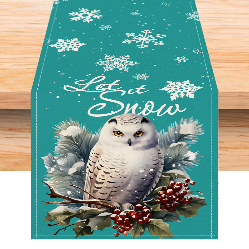 Owl Linen Table Runner for Festive Dining