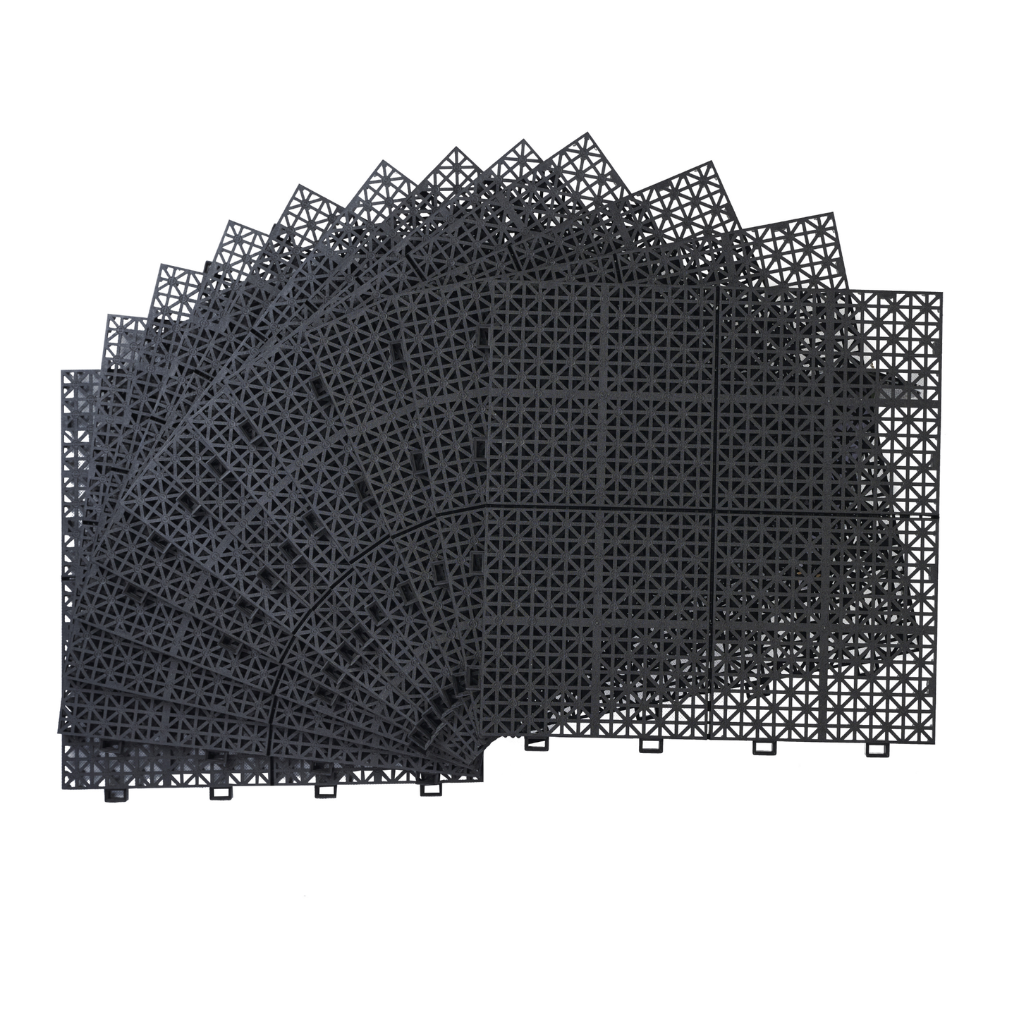 12 x 12 inch black interlocking deck tiles, plastic waterproof, weighing up to 6613 pounds, with a rose pattern pack of 12 - Korvel