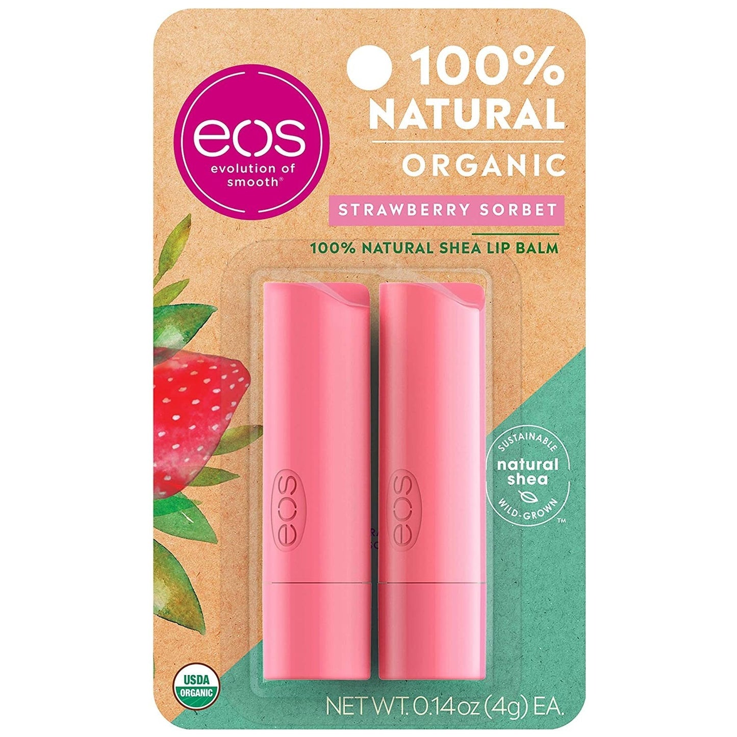 eos Baume à Lèvres 100% Naturel Bio - Sorbet à la Fraise