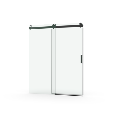 Elan 56 to 60 in. W x 76 in. H Sliding Frameless Soft-Close Shower Door with Premium 3/8 Inch (10mm) Thick Tampered Glass in Matte Black 22D01-60MB - Korvel