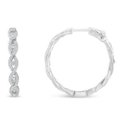 Pendientes de aro de diamantes de oro blanco de 10 quilates - 1.5 cttw