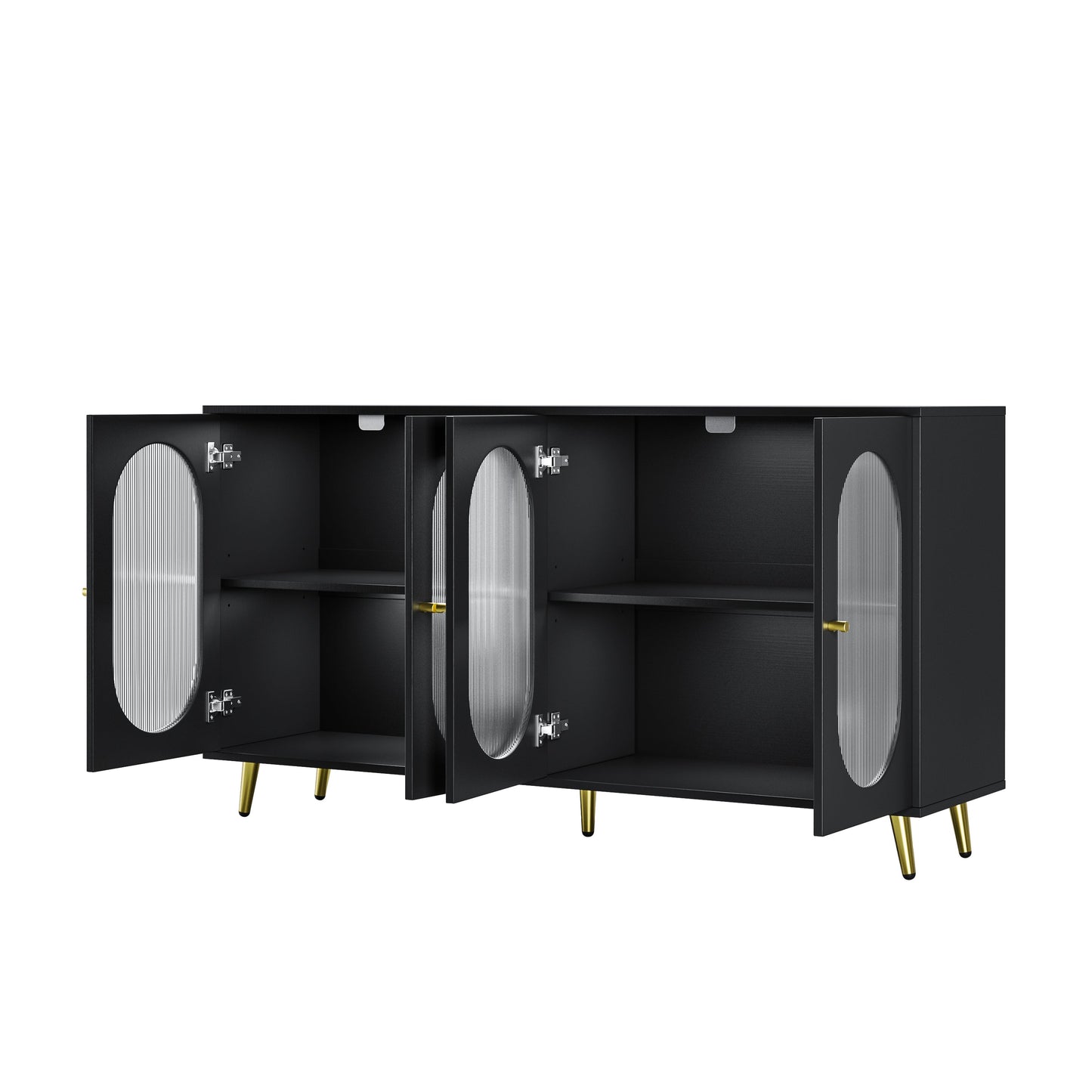 Modern Accent Sideboard Cabinet with Acrylic Doors, Freestanding Storage Cupboard Console Table for Kitchen Dining Black - Korvel