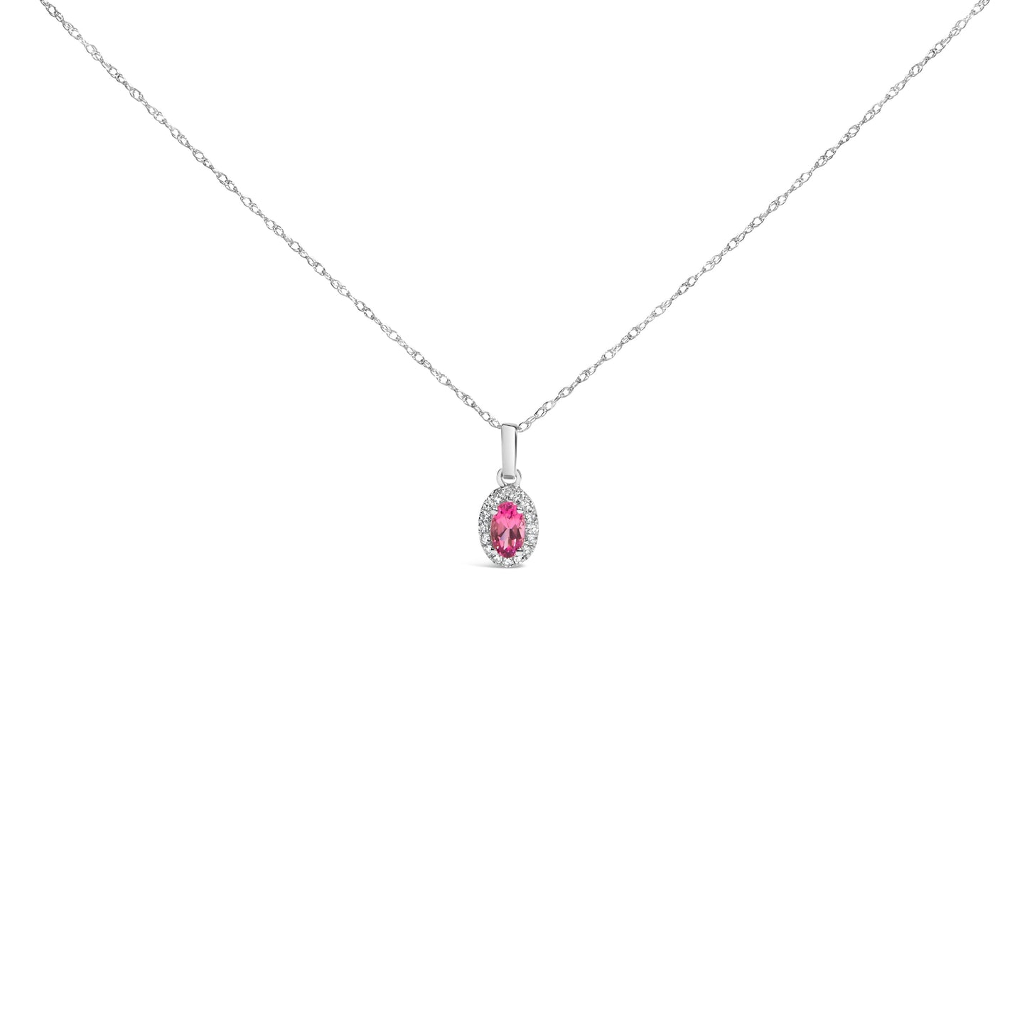 Pendentif en Émeraude et Diamant Halo en Or Blanc 10K
