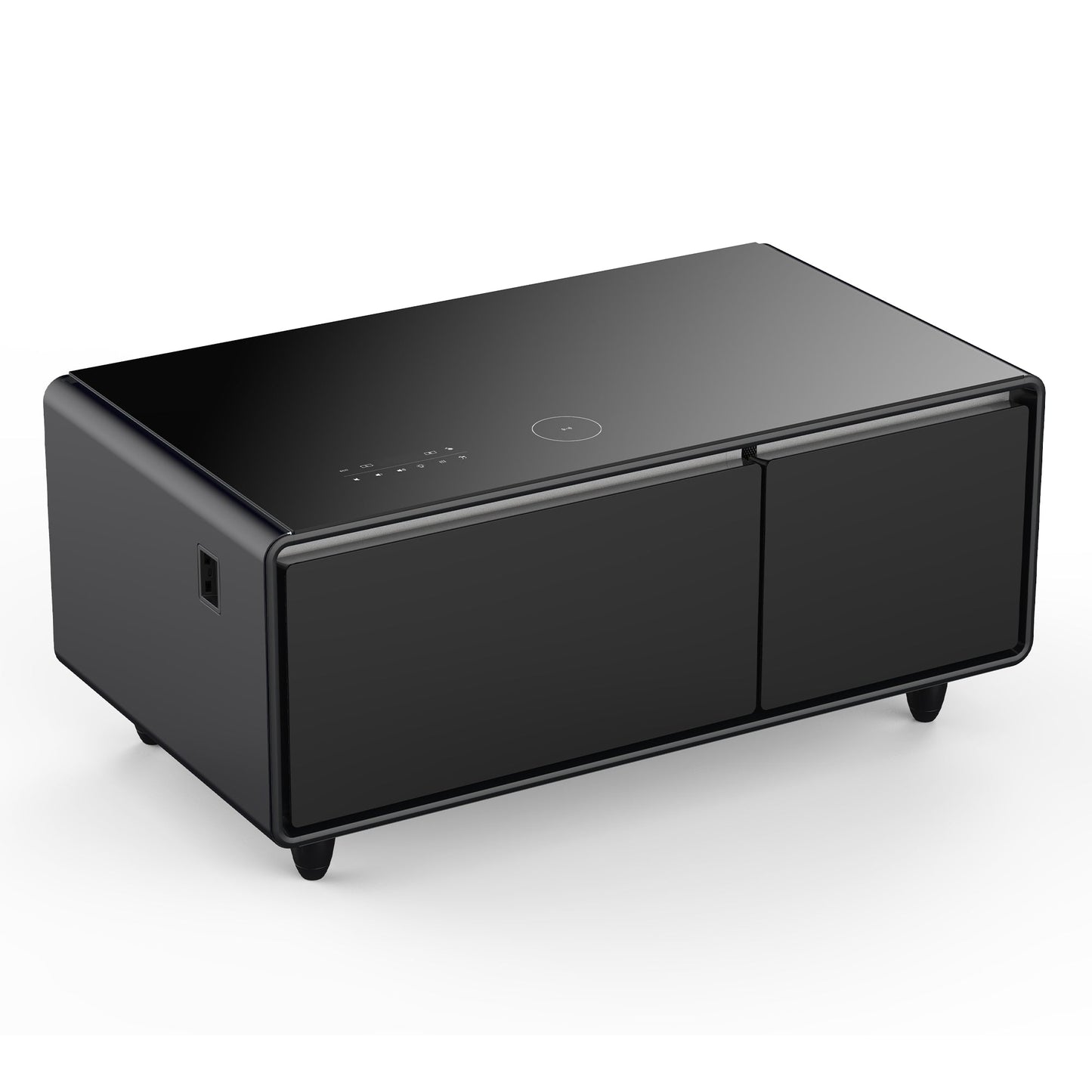 Modern Smart Coffee Table with Built-in Fridge, Bluetooth Speaker, Wireless Charging, Touch Control Panel, USB Interface Black - Korvel