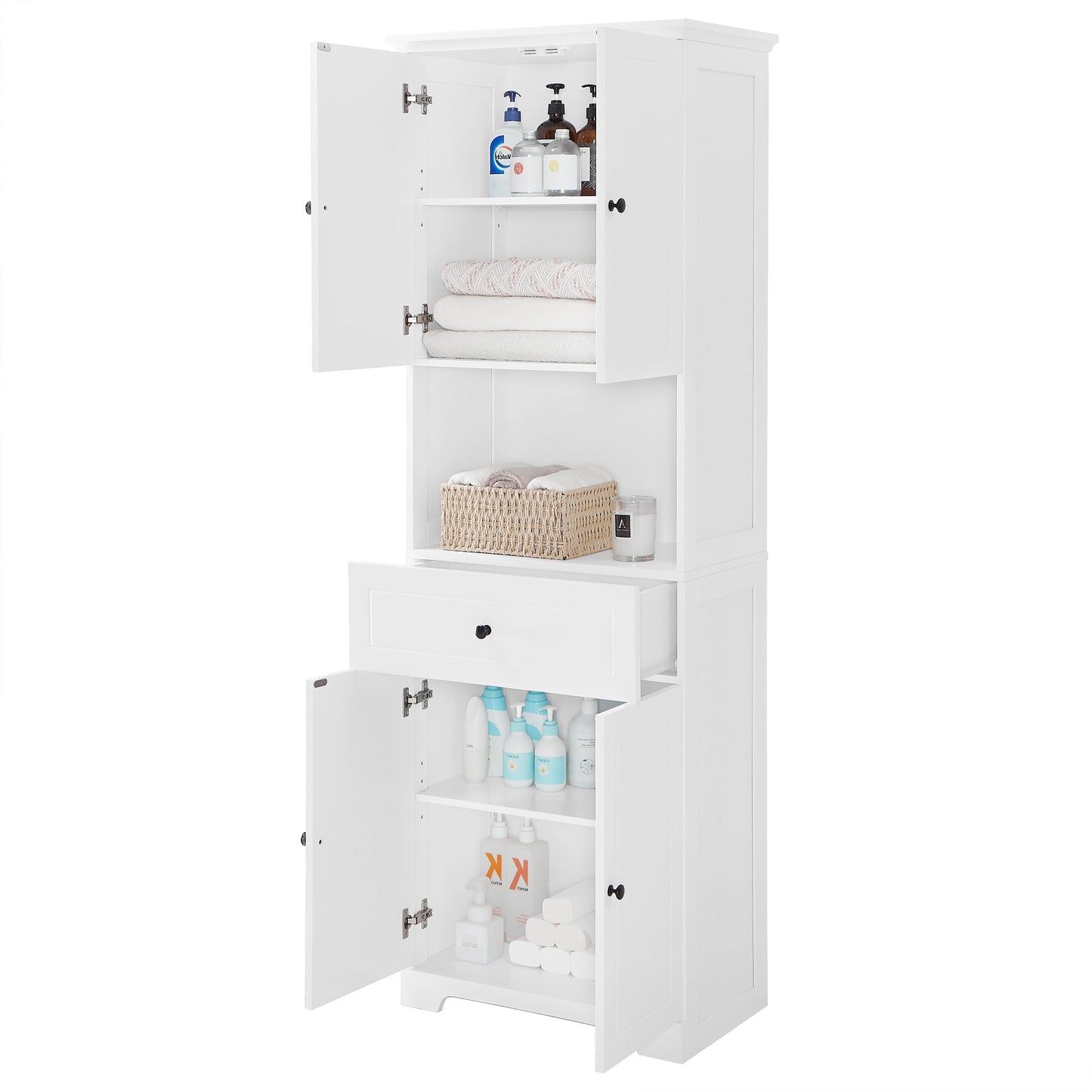 Elegant Tall Bathroom Cabinet with Ample Storage Space
