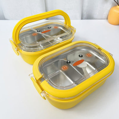 ins style high value cute large capacity compartment lunch box lunch box foldable handle lunch box - Korvel