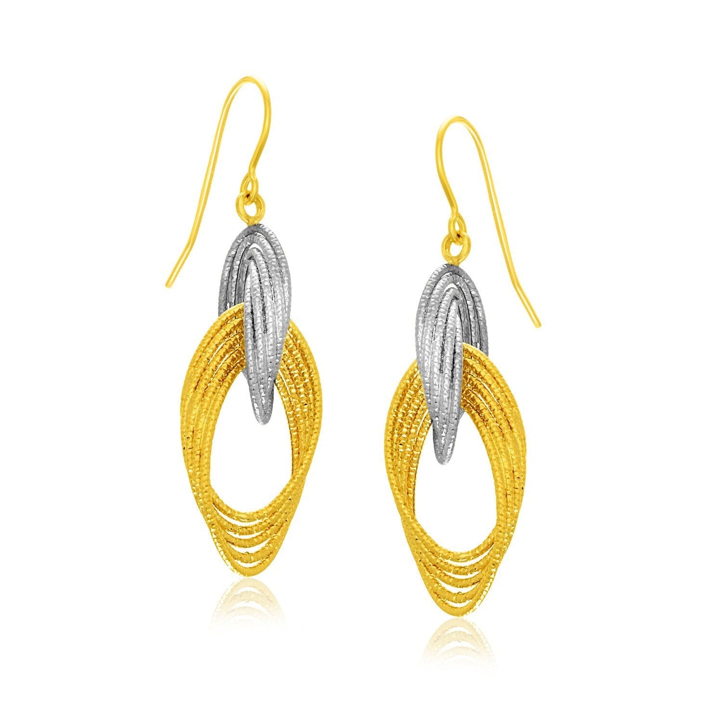 Boucles d'oreilles entrelacées en or bicolore 14k