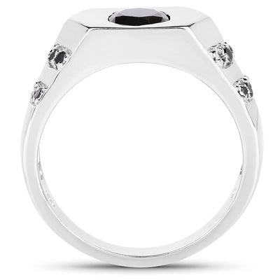 1.53 Carat Genuine Black Diamond Sterling Silver Engagement Ring