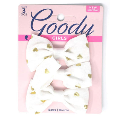 Goody Girls White Hair Bow Heart Barrettes - Set of 3