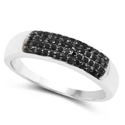 Bague de fiançailles en argent sterling avec diamant noir véritable de 0,22 carat