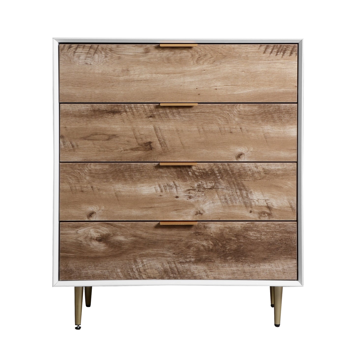 Wooden Tall 4 Drawer Dresser,Chest of Drawers with 4 Metal Legs, Anti-Tipping Device for Bedroom,Living Room - Korvel