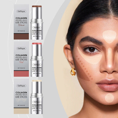 Collagen Makeup Stick Moisturizes Natural Multicolor Blush Stick - Korvel