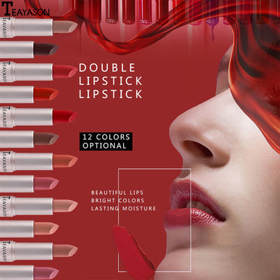 Double-Headed Non-Stick Cup Matte Matte Lip Gloss Two-In-One Matte Bean Paste Does Not Fade With Cup Lipstick Female - Korvel