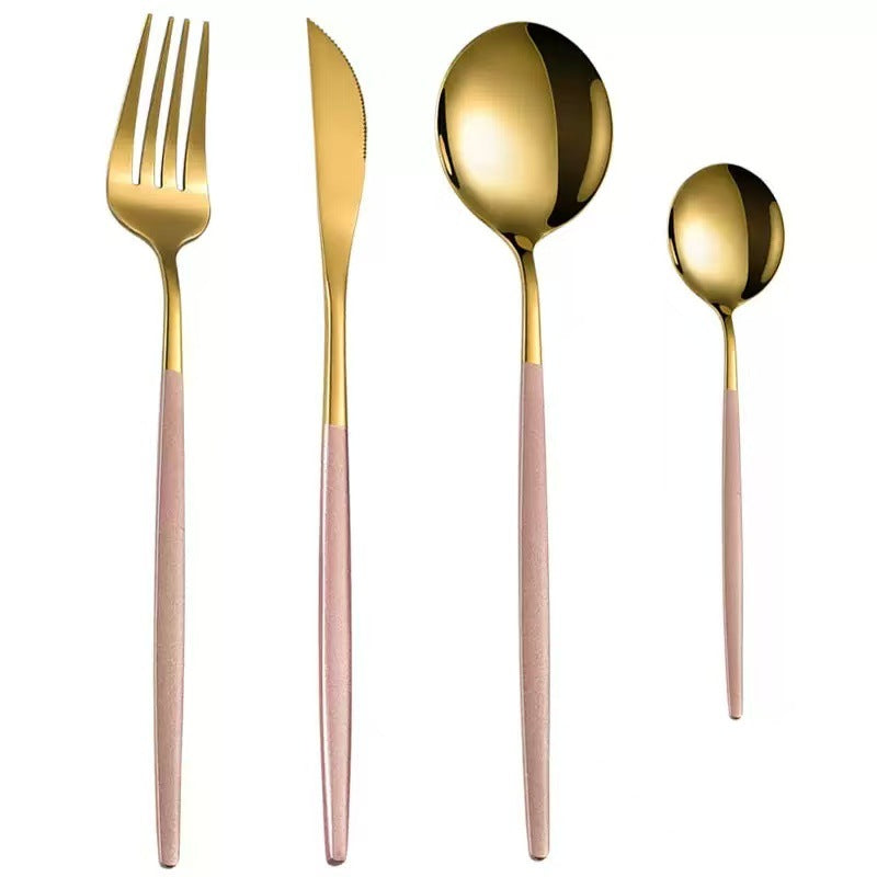 Premium Stainless Steel Cutlery Set with Gold Spray Finish