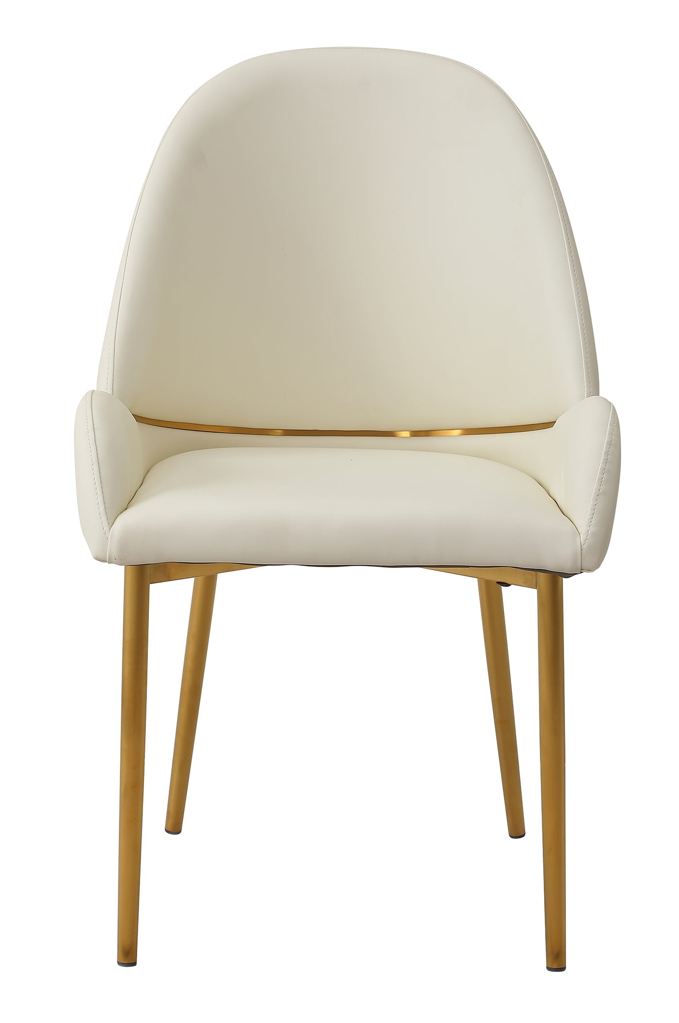 Dining Chair with PU Leather Beige color metal legs (Set of 2)(Foam + Beige + Meta) - Korvel