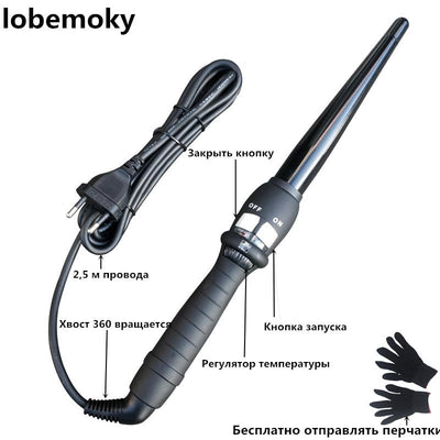 curlers conical curling iron single tube ceramic glaze pear flower cone electric hair curly hair : 110-240 - v - Korvel