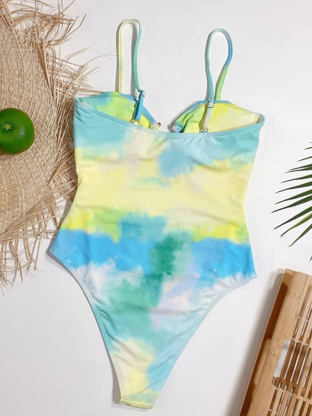 Cutout Tie-Dye Spaghetti Strap One-Piece Swimwear - Korvel