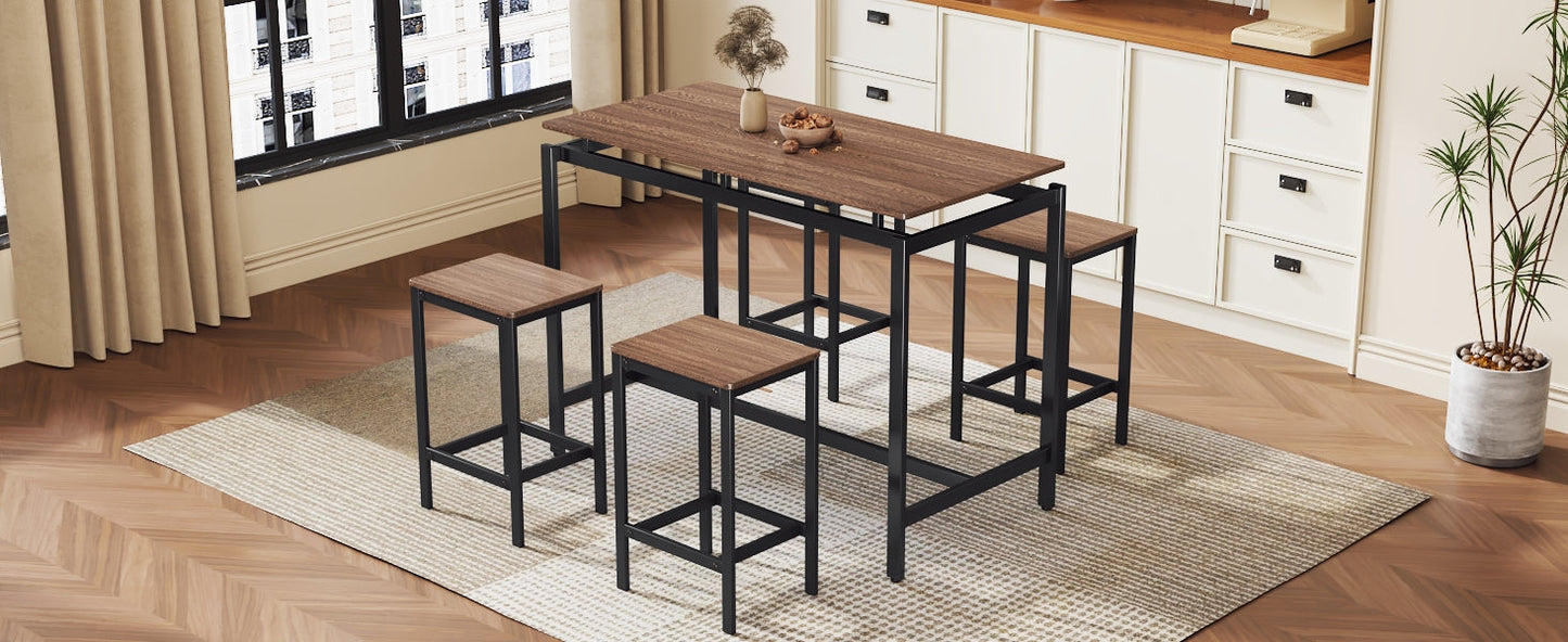 TREXM 5-Piece Compact Bar Table Set - Modern Industrial Design