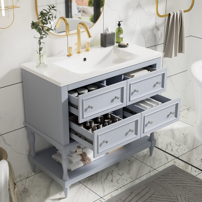 36" Blue Bathroom Vanity Cabinet with Sink Combo