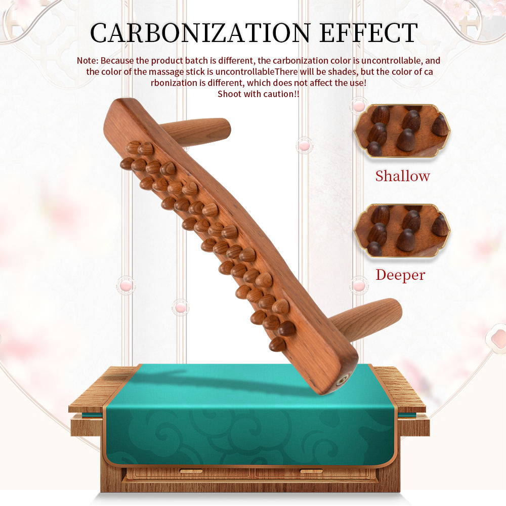 Handheld 34 Beads Home Massaging Device wood stick massage tool Body Massage Wooden Guasha Tool for Relaxation - Korvel