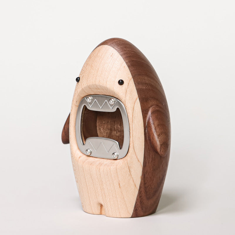 Solid wood shark beer bottle opener creative personality cute screwdriver desktop decoration home cartoon bottle opener decoration - Korvel