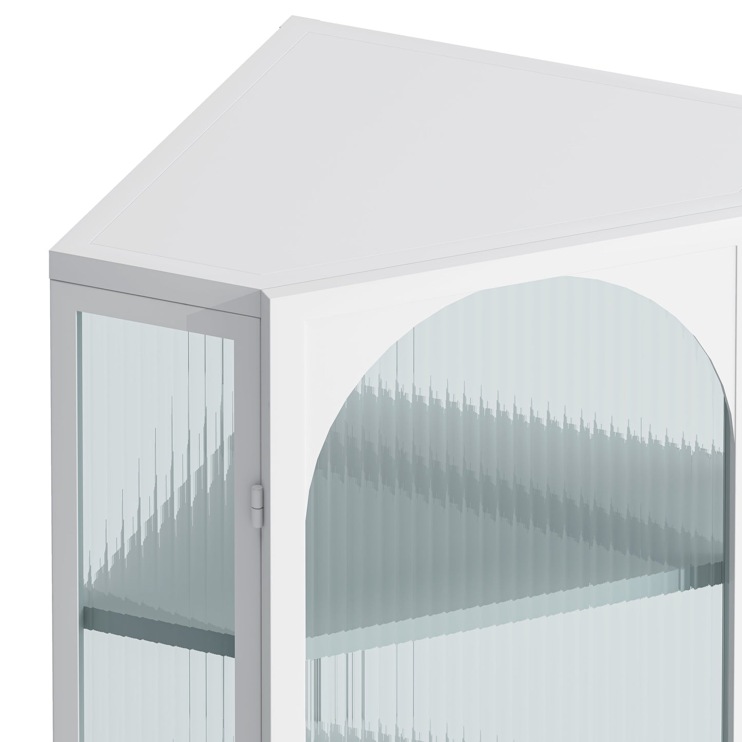 Glass Door Wall Mounted Corner Cabinet with Featuring Four-tier Storage White - Korvel