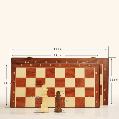 Magnetic Wood Chess Folding Chess Board Puzzle Game for Adults and Children Checkers Toy - Korvel