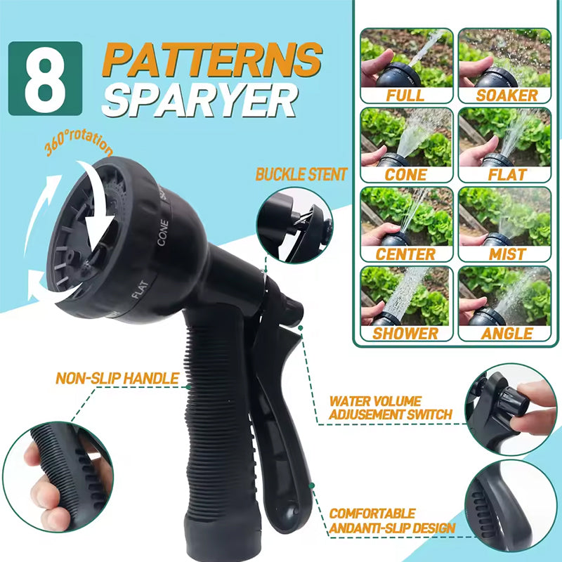100 - ft Expandable Garden Hose with Nozzle. Light, Durable & Kink - Free for Car Wash & Outdoor Watering - Korvel