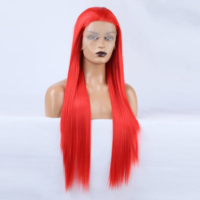 Ladies Red Lace Wig - Long Straight Hair Accessory