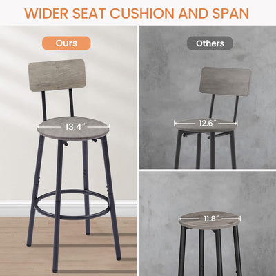 Stylish Grey Bar Table Set with Soft PU Seats and Backrests