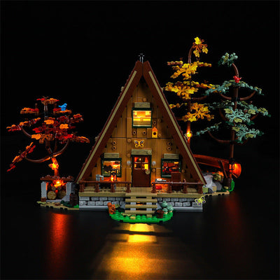 LED Lighting for A-Shaped Wooden House Construction Set