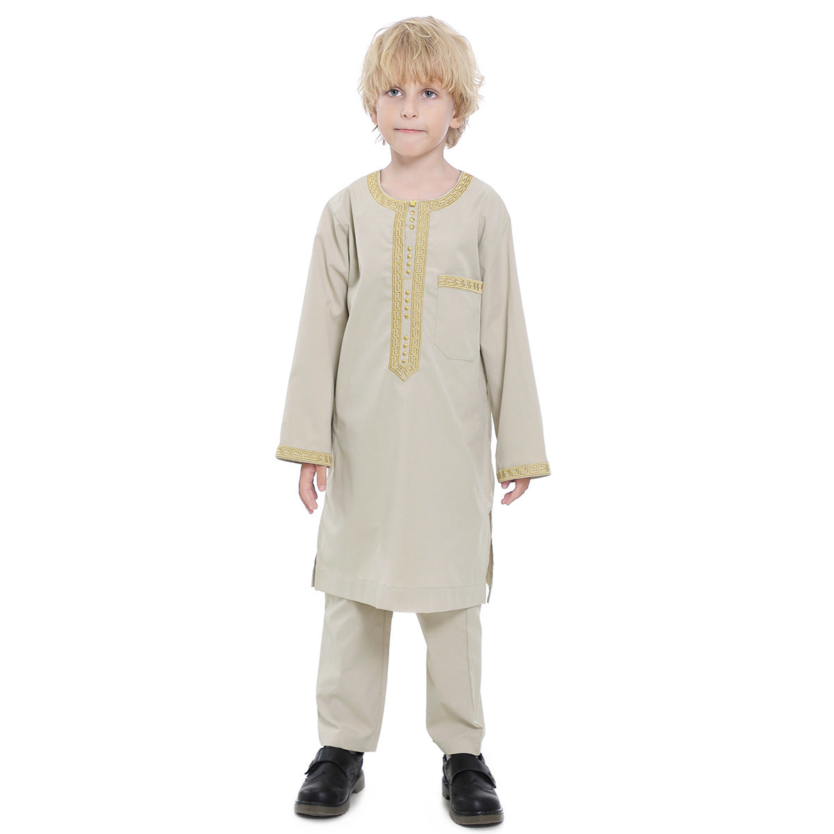 Middle Eastern teenage boy embroidered robe set - Korvel