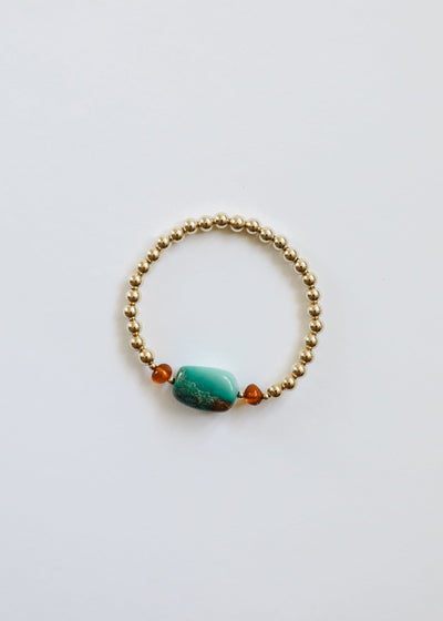 Natural Turquoise & Baltic Amber 14K Gold Filled Bracelet