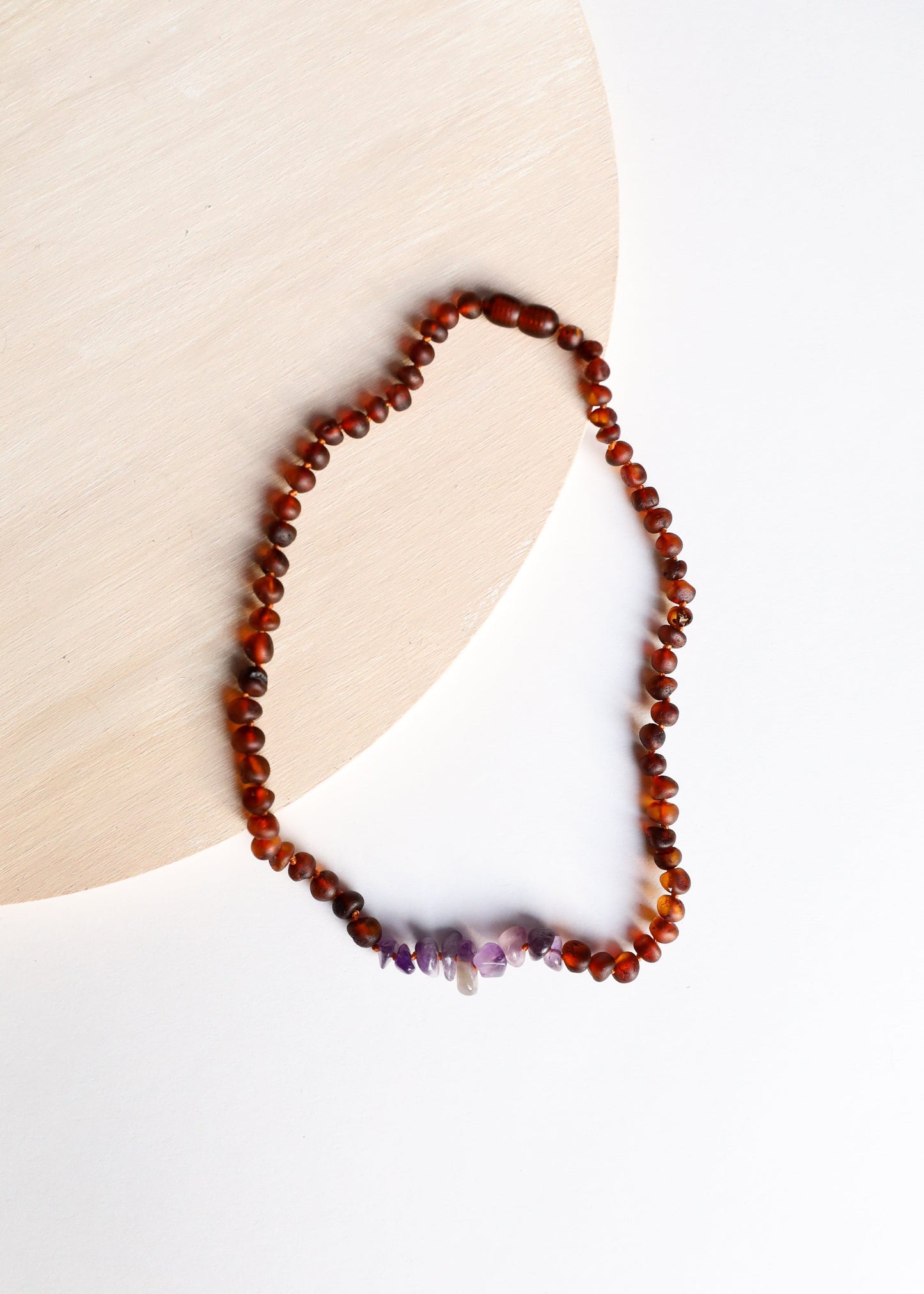 Raw Cognac Baltic Amber + Raw Amethyst || Necklace - Korvel