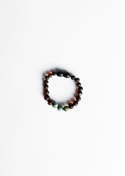 Raw Black Baltic Amber & Turquoise Jasper Bracelet/Anklet