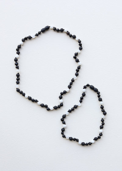 Raw Black Baltic Amber + Moonstone || Necklace - Korvel