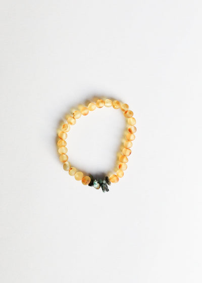 Pulsera de Ámbar Báltico Crudo y Jaspe Turquesa