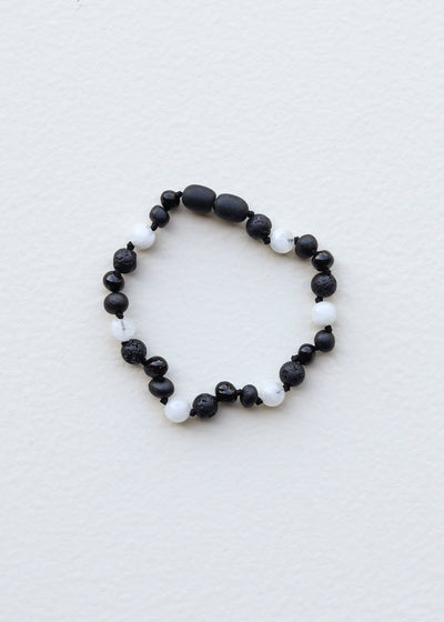 Raw Black Baltic Amber & Moonstone Bracelet/Anklet