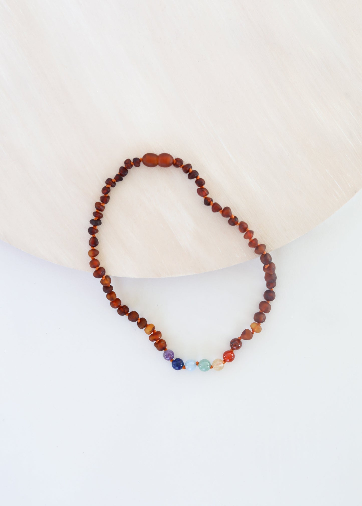 Raw Cognac Baltic Amber + CHAKRA Crystals || Necklace - Korvel