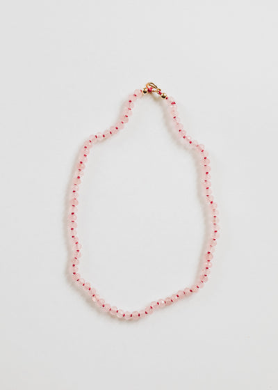 Collar de Toggle de Cuarzo Rosa Natural y Oro de 14k