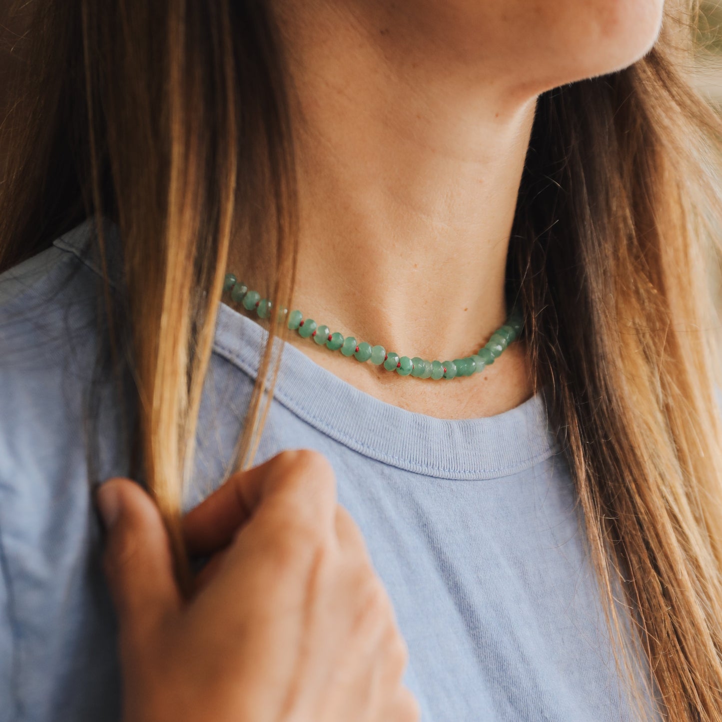 Natural Aventurine & 14k Gold Filled Toggle Necklace