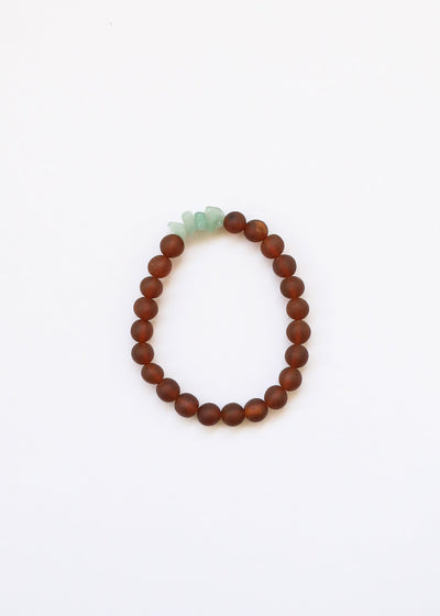 Pulsera de Ámbar Báltico Cognac Crudo y Aventurina