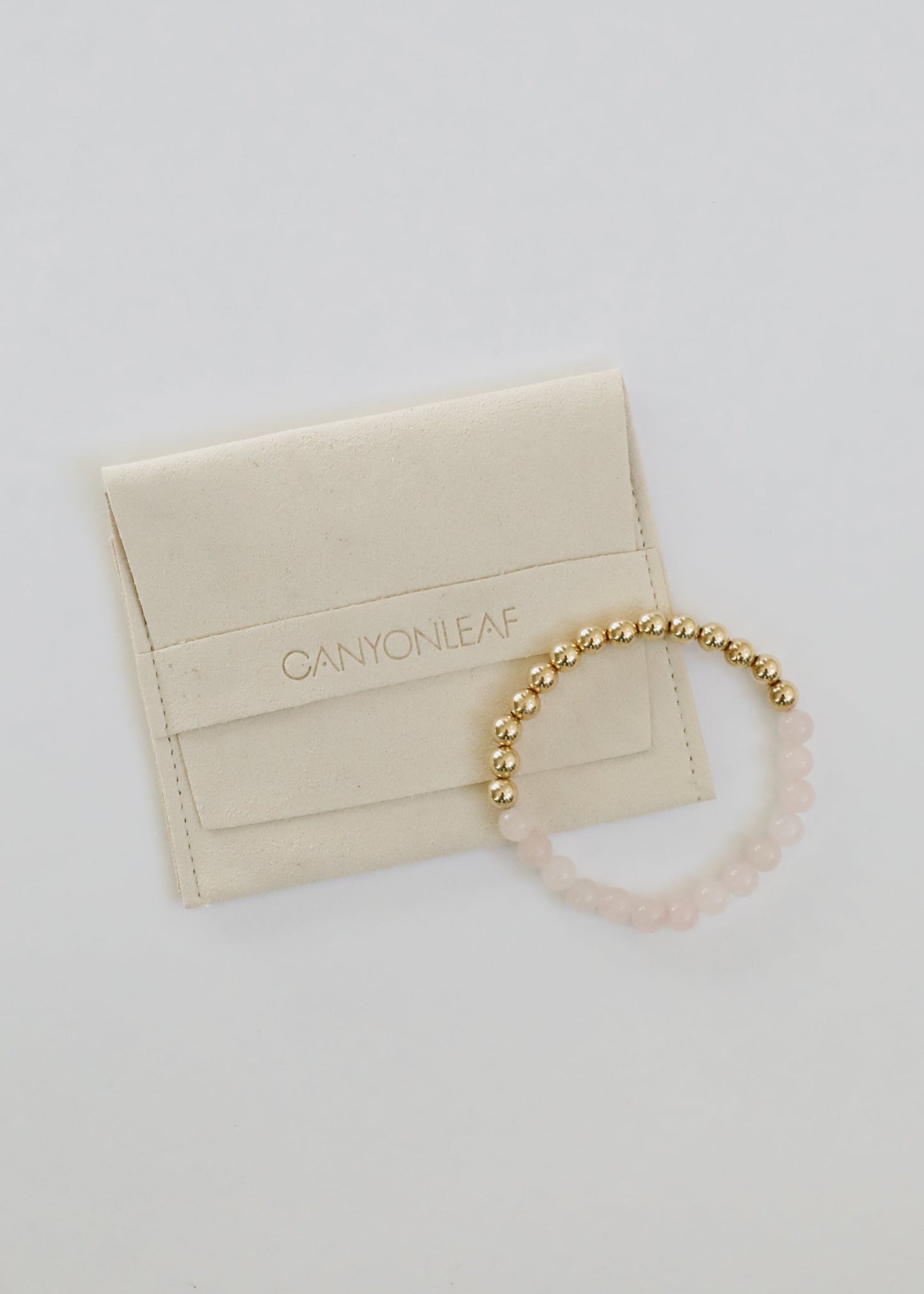 Bracelets en Quartz Rose et Or 14k Rempli Soleil + Lune