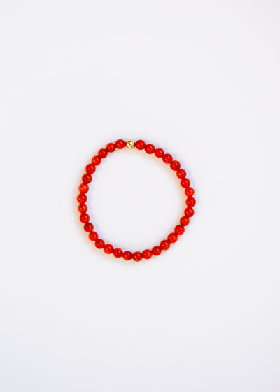 Pulsera de cuentas de coral rojo vintage y oro de 14 quilates