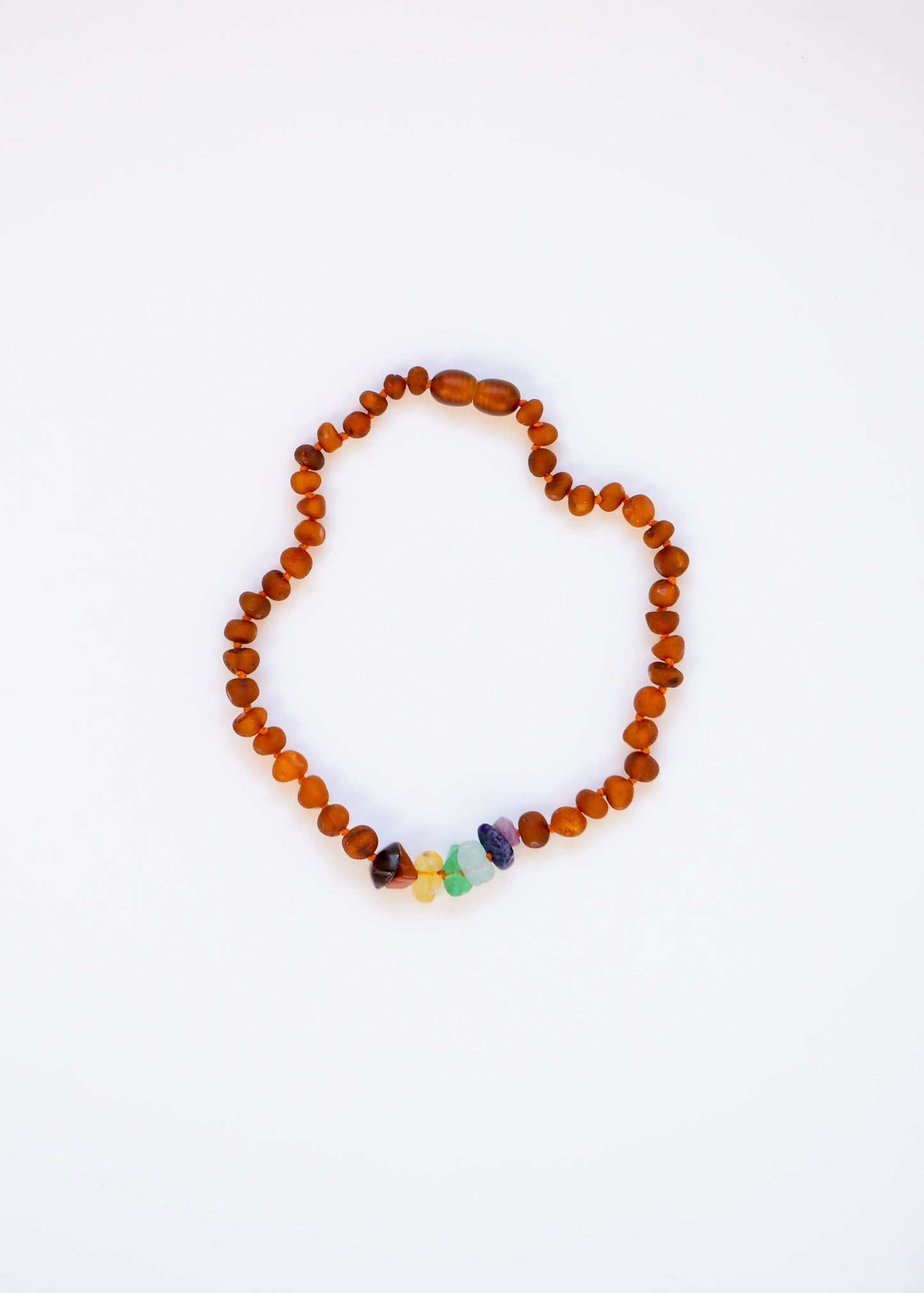 Raw Cognac Baltic Amber & Chakra Crystals Bracelet/Anklet